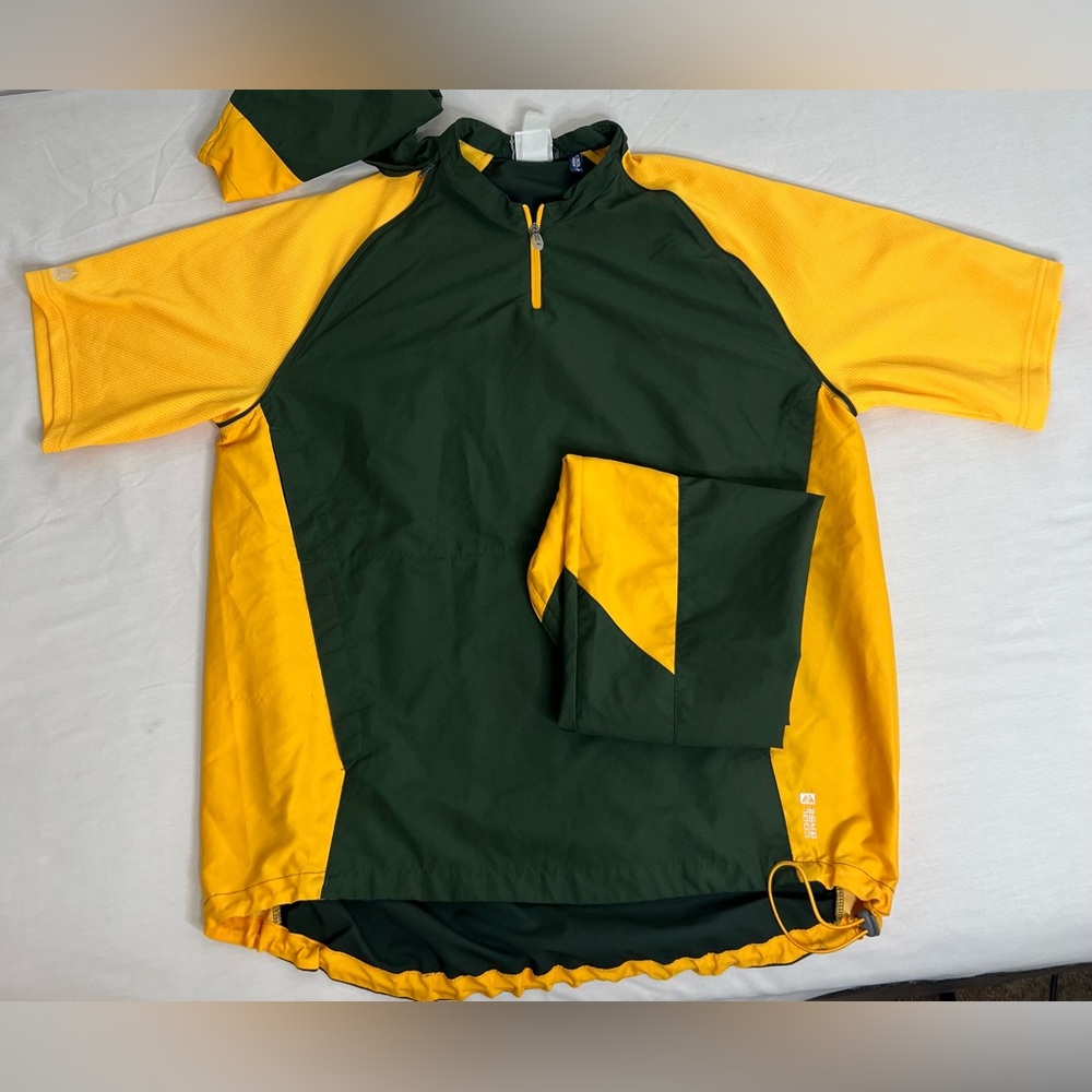 Majestic Cool Base Pullover 1/4 Zip Convertible Long Sleeve Green/ Yellow - Picture 8 of 10
